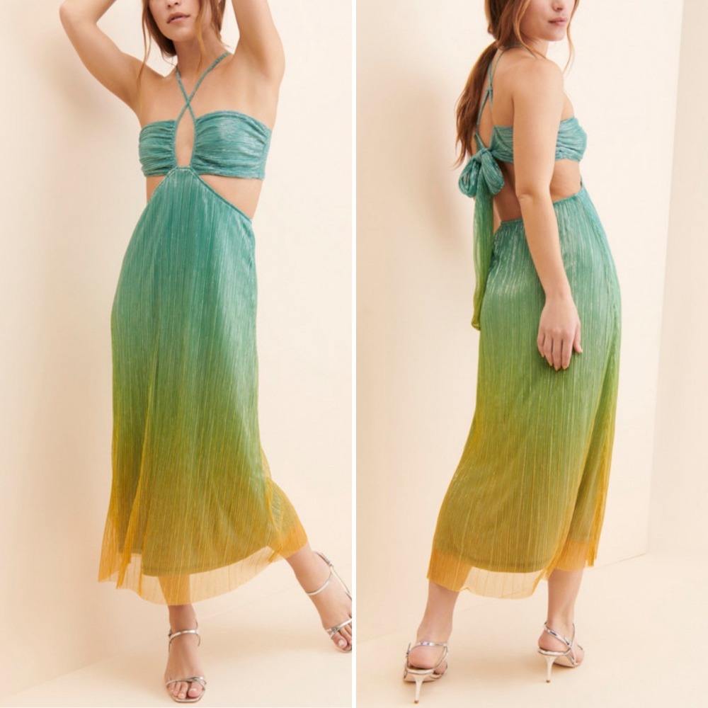 NEW NWT Dress Forum Los Angeles Atlantic Cutout Dress Large Ombre Party Glam